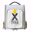 Транспортна раница PETKIT Breezy xZone в сиво-бяло с жълти акценти, изглед отпред