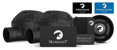 Комплект Maxhaust XXL: два Deep Speaker, High Speaker, Bridge, звуков модул и двата лиценза