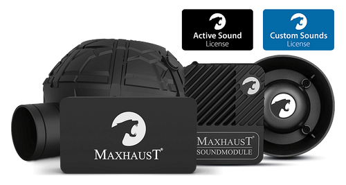 Комплект Maxhaust: Deep Speaker, High Speaker, Bridge, звуков модул и двата лиценза