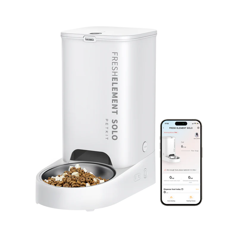 PETKIT Fresh Element SOLO в бяло с 3-литров резервоар, стоманена купичка и приложението