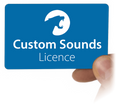 Синя карта Custom Sounds Licence в ръка