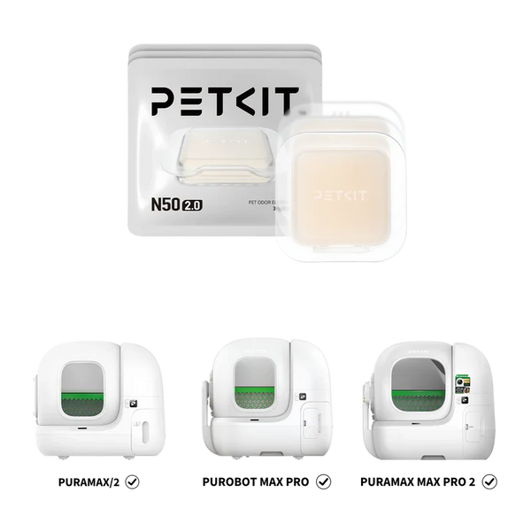 Опаковка PETKIT N50 2.0 с кремава гелова касетка и съвместимите самопочистващи се тоалетни