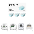 Кутия PETKIT N60 с три светлосини касетки и съвместимите Purobot Max Pro, Max Pro 2, ULTRA и Crystal Duo