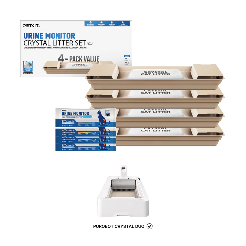 Комплект PETKIT Urine Monitor Crystal Litter – 4 контейнера с кристална постелка и 4 pH теста