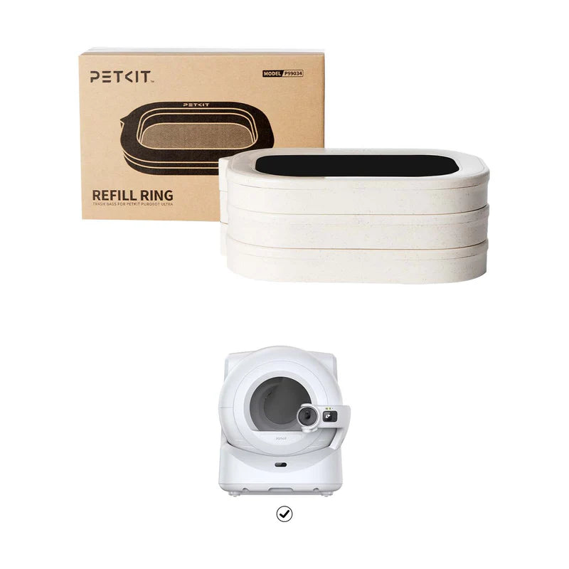 Опаковка PETKIT Refill Ring с три подредени пръстена и знак за съвместимост с Purobot ULTRA