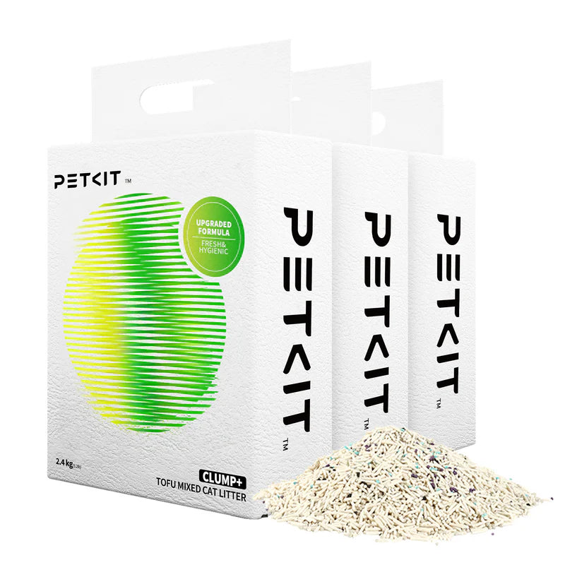 Три кутии PETKIT Clump+ Tofu Mixed Cat Litter по 2,4 кг