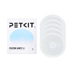 Кутия PETKIT Filter Unit 3.0 с пет броя и подредените кръгли филтри до нея