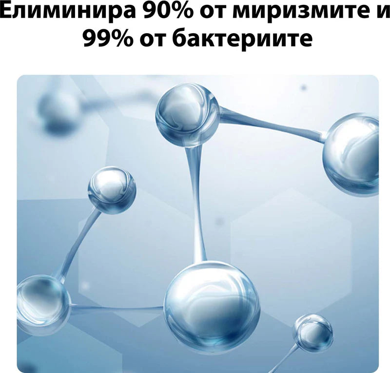 Схематична илюстрация на молекули — как формулата действа върху миризмите и бактериите