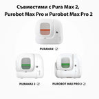 Трите съвместими тоалетни — Pura Max 2, Purobot Max Pro и Purobot Max Pro 2