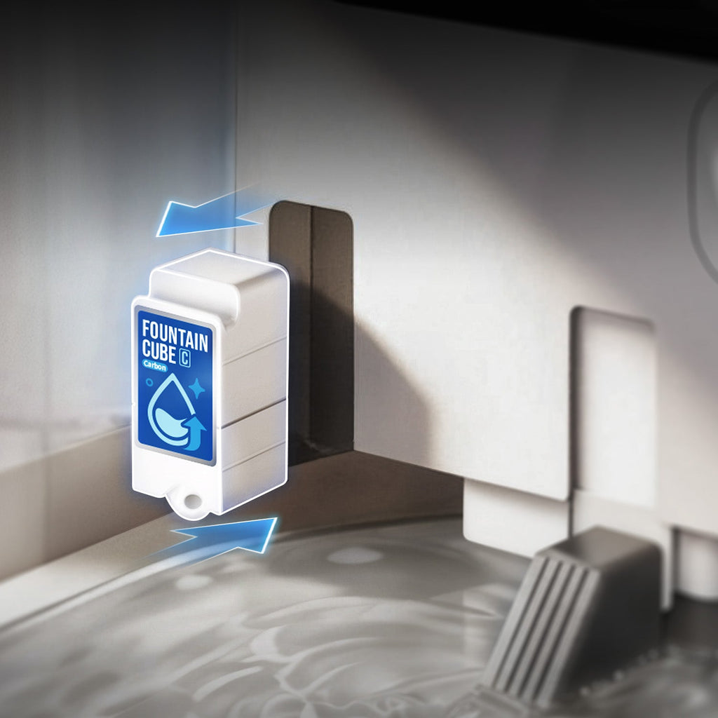 Fountain Cube C отблизо до гнездото си на изхода на водата