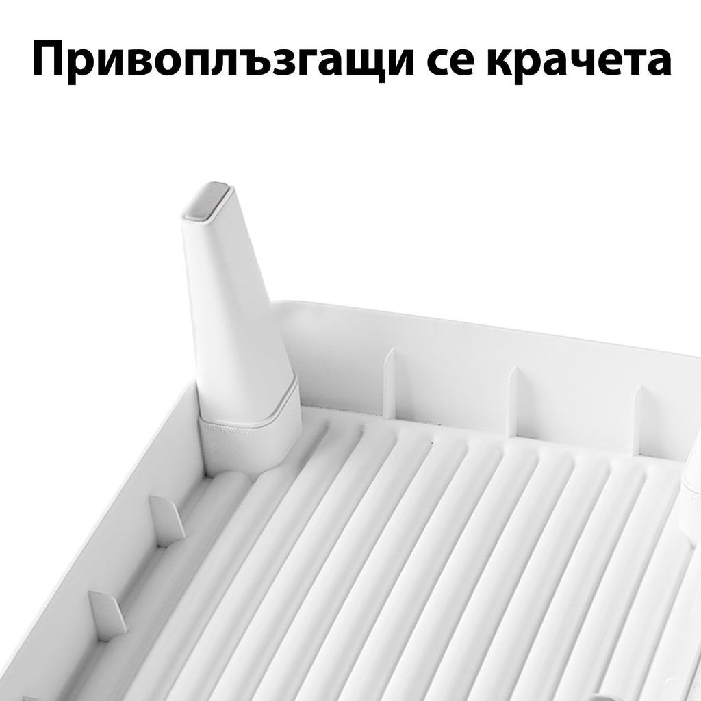 Едно от четирите крачета на стъпалото отблизо, с противоплъзгащ накрайник
