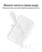 Струя вода върху правоъгълен филтър PETKIT — смяна веднъж месечно