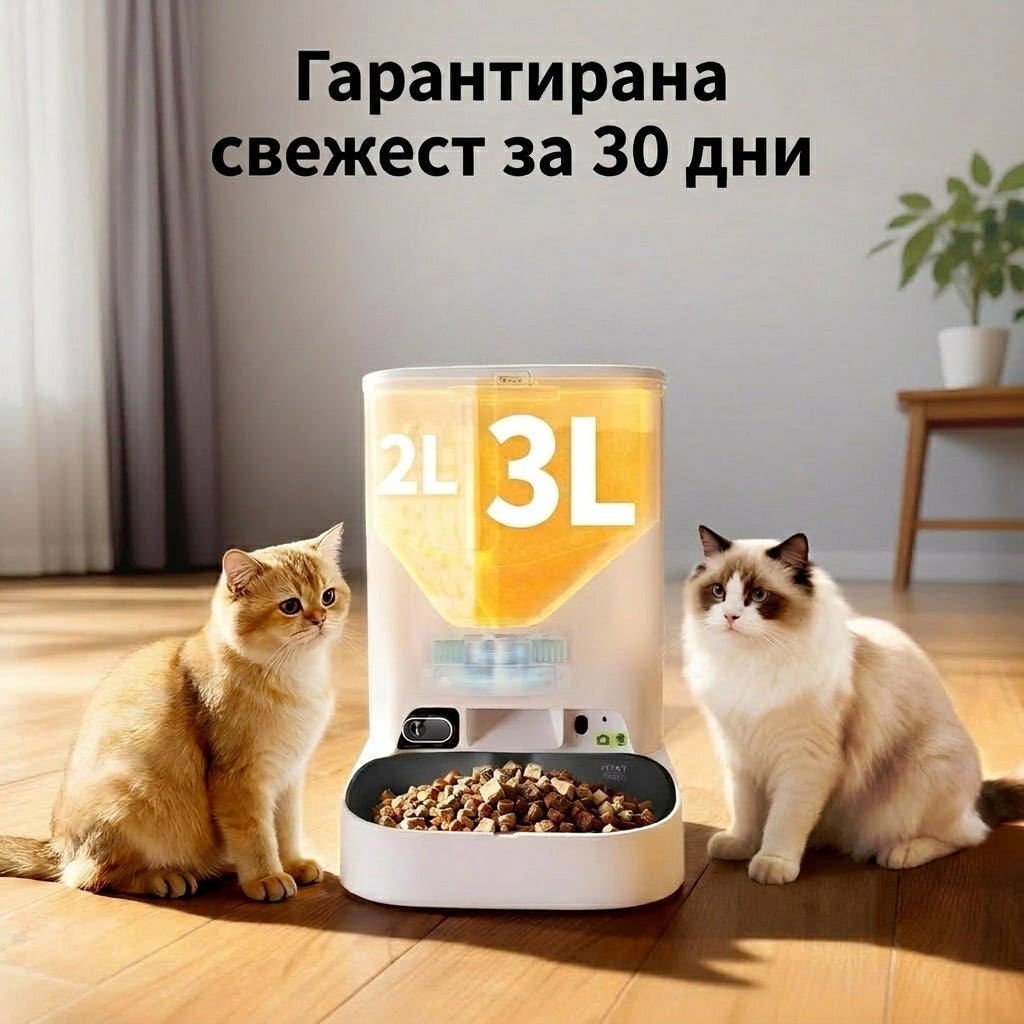 Два контейнера от 2 л и 3 л и две котки до хранилката