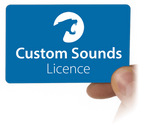 Синя карта Custom Sounds Licence в ръка