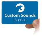 Синя карта Custom Sounds Licence в ръка