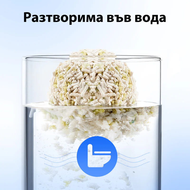 Разтворима във вода – изхвърля се директно в тоалетната чиния